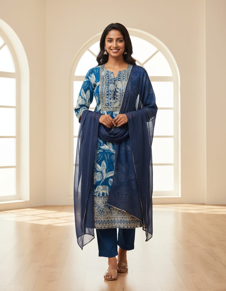 WhatsApp Image 2026-07-28 at 10.34.19 PM Primium Cotton Printed Suit Bule Colour - Image 1